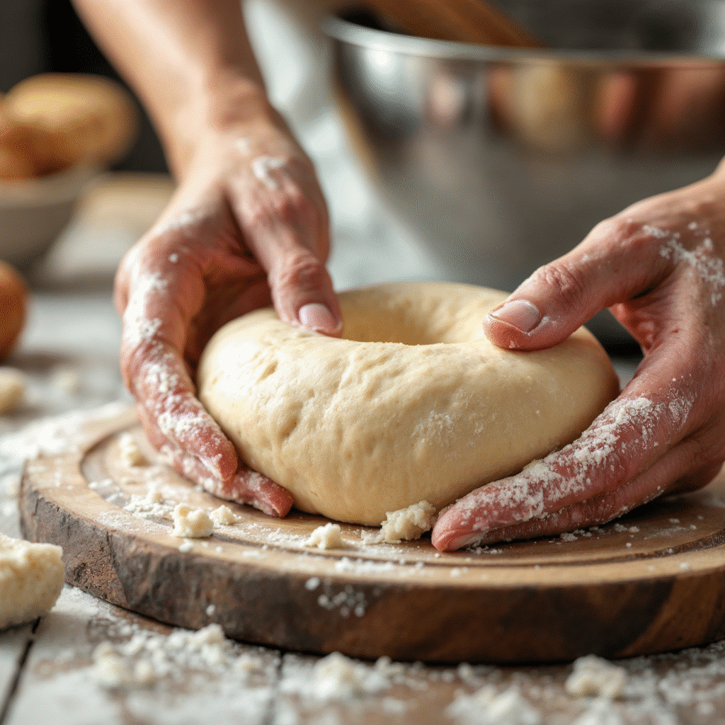 Kneading the Vegan High Protein Bagel Dough