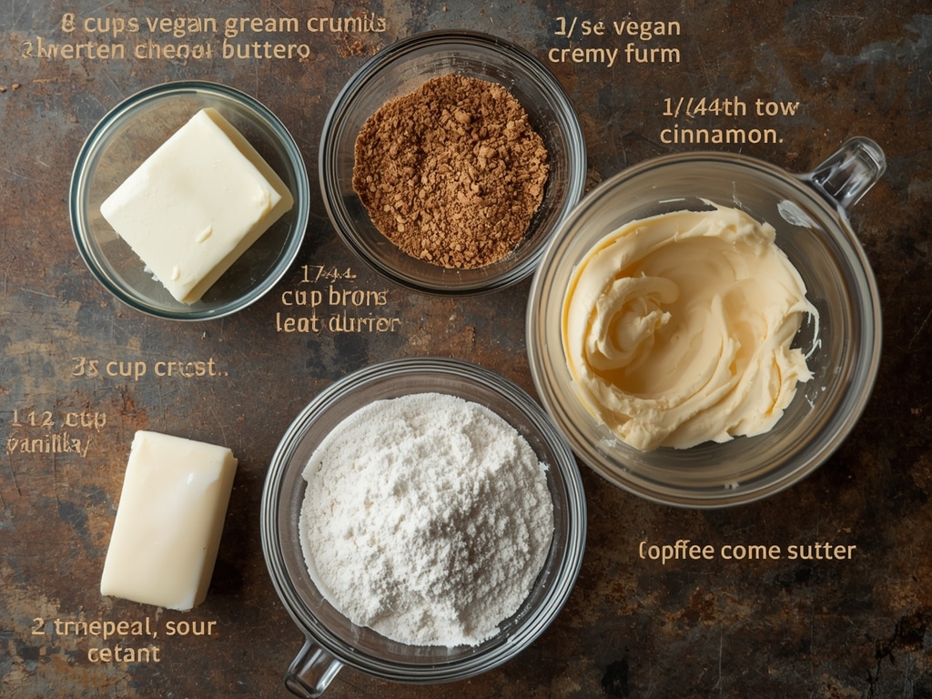 small batch creamy vegan coffee cake cheesecake - Process or ingredients