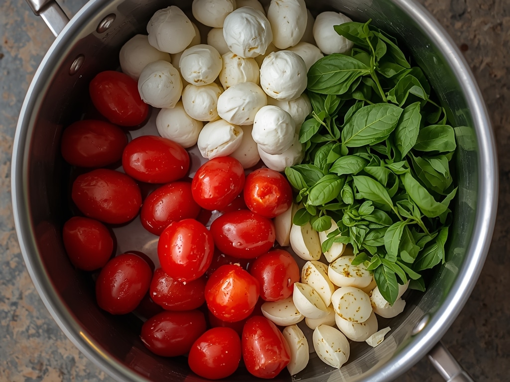 Easy Caprese Dip - Process or ingredients